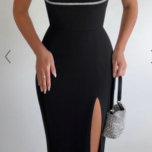 Elegant Black Dress with Silver Accents